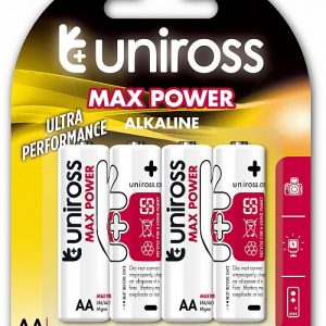 Piles MAX POWER Super Alcalines AA UNIROSS (Blister de 4)