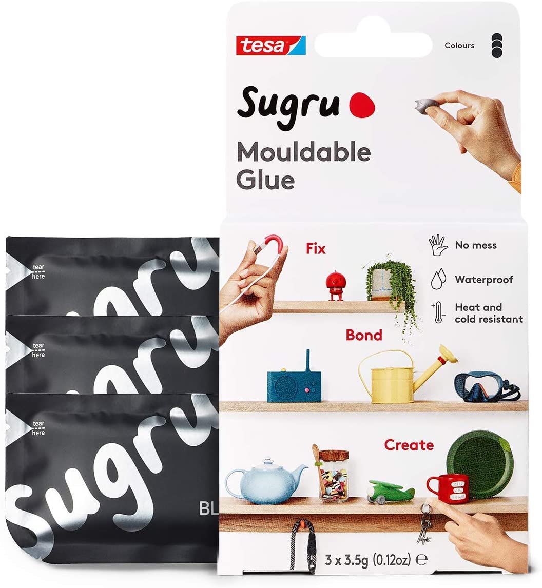 Sugru Mouldable Glue 8 Pack, Black/White/Grey