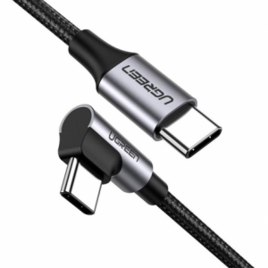 Câble USB-C / USB-C Coudé 90 Degrés Nylon Tressé UGREEN Noir - 1M