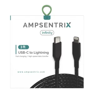 3 FT NON-MFI LIGHTNING TO USB TYPE C CABLE (AMPSENTRIX) (INFINITY) (NOIR)