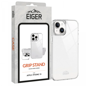 COVER - Grip Stand Case for Apple iPhone 15 in Clear - EIGER®