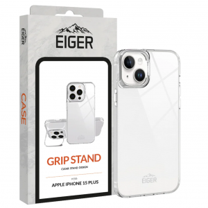 COVER - Grip Stand Case for Apple iPhone 15 Plus in Clear - EIGER®