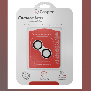 Casper Camera Lens Protector Compatible For iPhone 15 / 15 Plus (Black) (Clear)