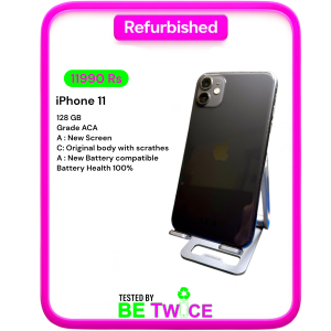 iPhone 11 - 128 GB - Black - GRADE ACA - NEW COMPATIBLE BATTERY