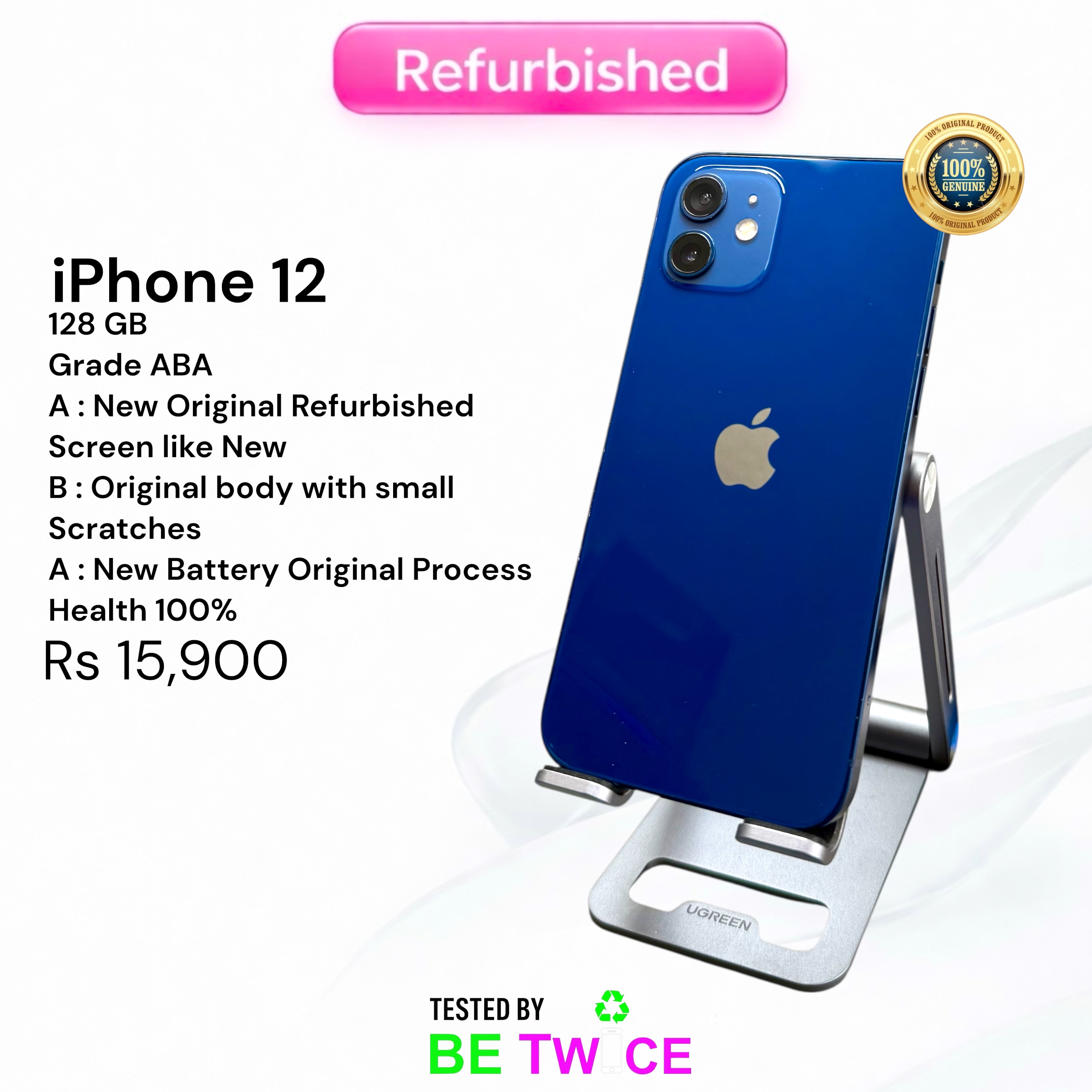 iPhone 12 - 128 GB - Silver - Grade ABA