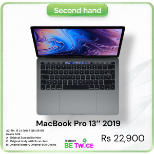 MacBook PRO 13" 2019 - Touch Bar -  8 GB RAM - 128 SSD - GRADE ACB - 2  ports USB - AZERTY