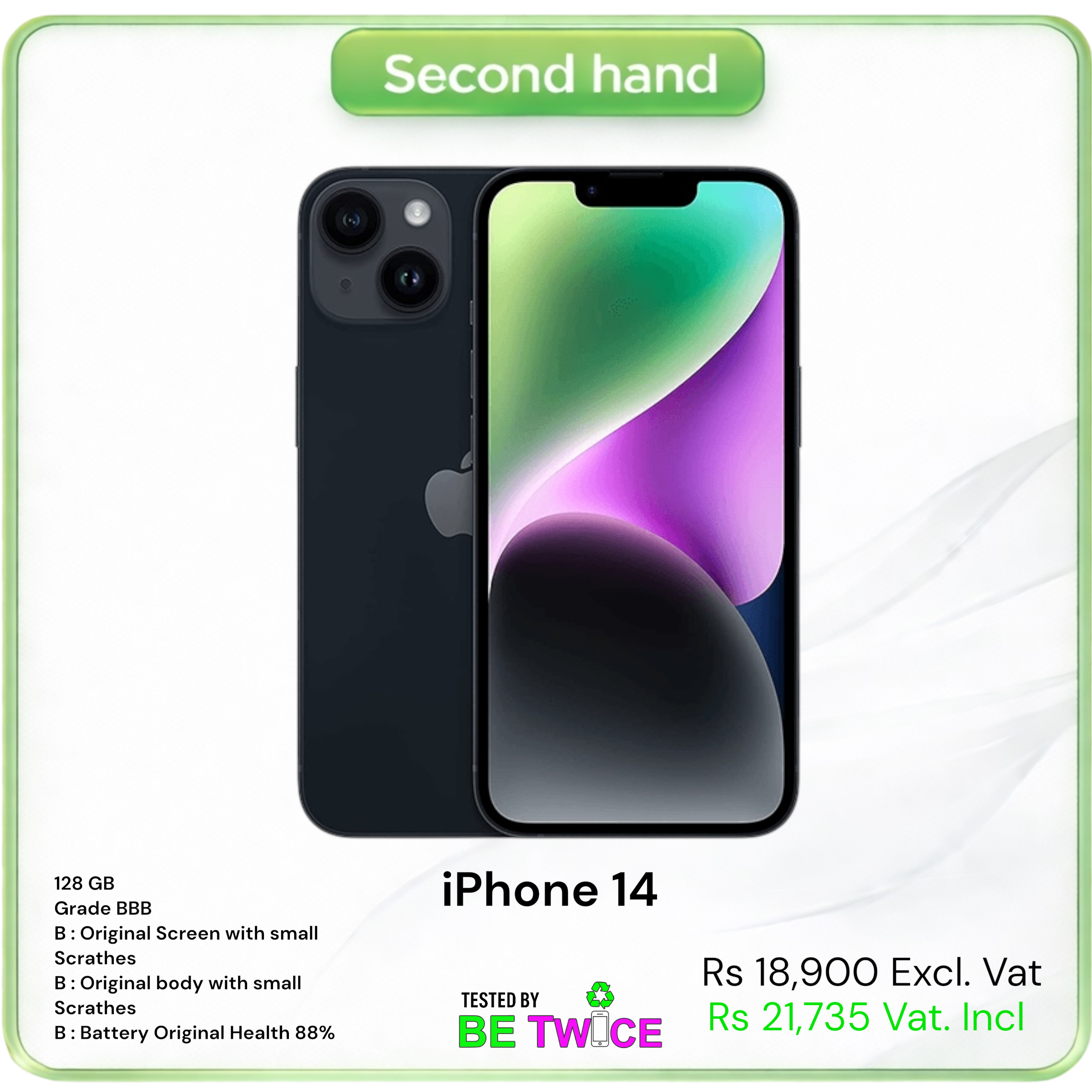 iPhone 14 - 128 GB - Midnight Blue - GRADE BBB