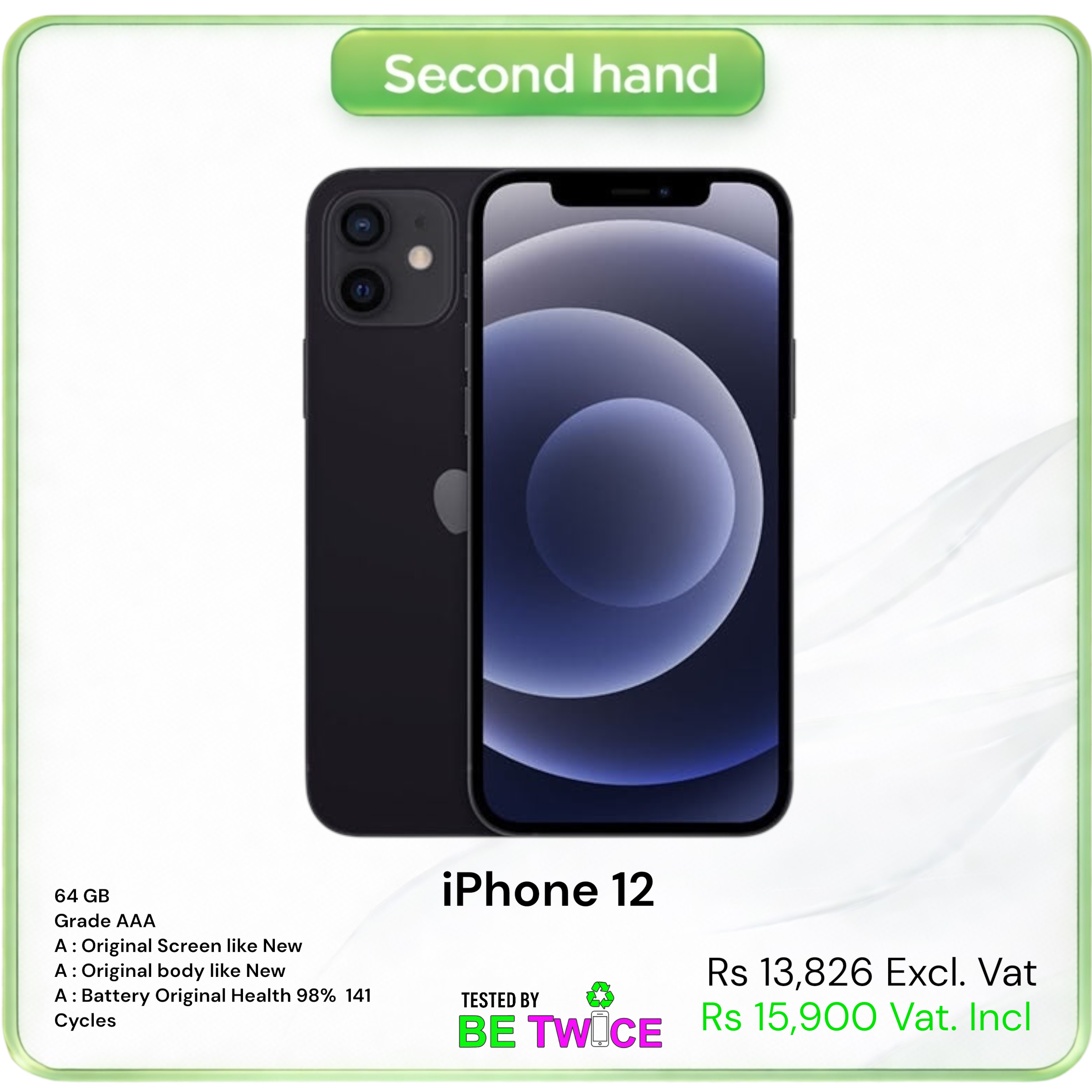 iPhone 12 - 64 GB - Midnight Blue - Grade AAA