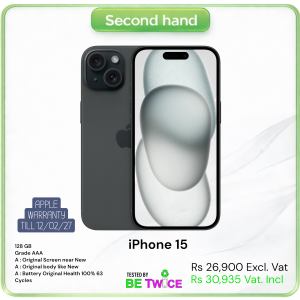 iPhone 15 - 128 GB - Black - GRADE AAA - APPLE WARRANTY