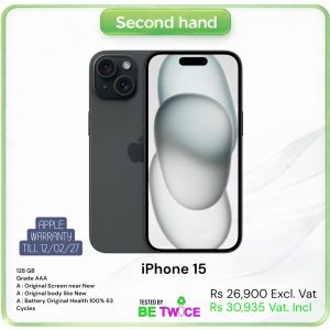 iPhone 15 128 GB Black Grade AAA Apple Warranty