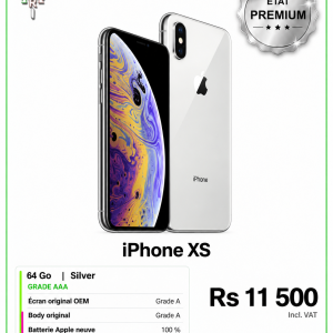 iPhone XS Silver 64 Go Premium Grade AAA - Rs 11 500