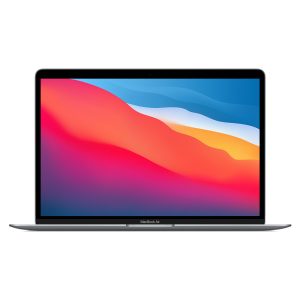 Visuel constructeur Apple du MacBook Air M1 Space Gray. L appareil vendu est de grade CBA ; consulter les défauts dans la description.